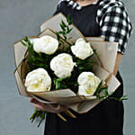 Elegant 5 White Peonies Bouquet