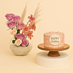 Tulips and Roses with Birthday Cake