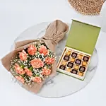 Carnations Bouquet with Mix Chocolates Box