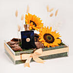 Versace Pour Oud Noir For Him with Sunflowers