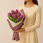 7 Purple Tulips Bouquet