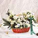 White Wineter Flowers Basket