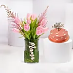 Mama Flower Arrangement And Chocolate Cake Combo