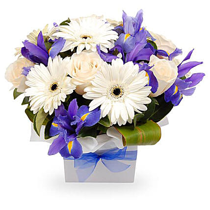 Blue & White Flowers Stunning Box: Send Flowers to Australia