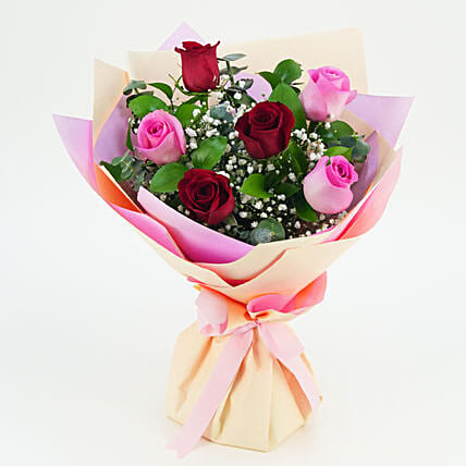 3 Pink N 3 Red Roses: Valentines Day Gifts to Bahrain