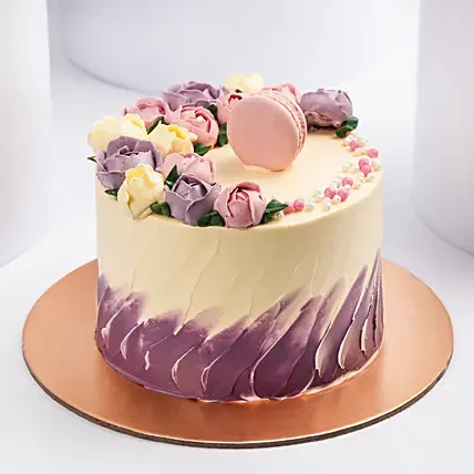 Flowers And Macaroon Chocolate Cake: Send Gifts to Bahrain
