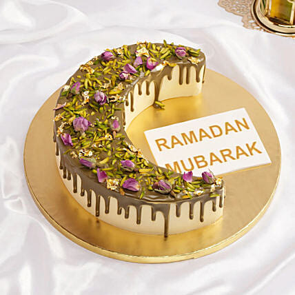 Pistachio Saffron Crescent Moon Cake: Send Ramadan Gifts to Bahrain