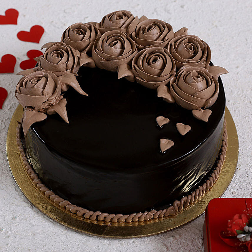 Chocolate Rose Designer Cake 1 Kg: Send Thank You Gifts to India