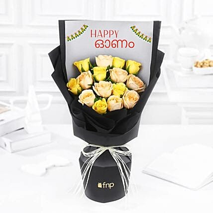 Onam Splendor Rose Bouquet: Send Onam Gifts to India