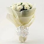 12 White Carnations Bouquet Medium