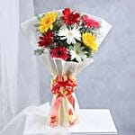 Colourful Gerberas N Butterscotch Cake Combo