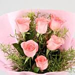 Delicate Love 6 Pink Roses Bunch