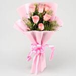 Delicate Love 6 Pink Roses Bunch