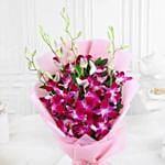 Dreamy Violet Whispers Orchids Bouquet N Black Forest Combo