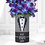 Fathers Day Blue Orchid N Asparagus Vase Arrangement