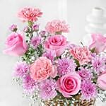 Hues of Nature Carnations N Roses Basket