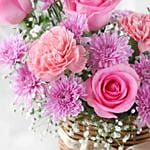Hues of Nature Carnations N Roses Basket