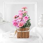 Hues of Nature Carnations N Roses Basket
