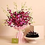 Luxe Love Orchids Bouquet Truffle Cake