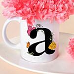 Personalised Initial Mug with Pink Carnations