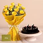 Sunshine Delivered Roses Bouquet Truffle Cake