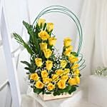 Yellow Roses Basket Arrangement