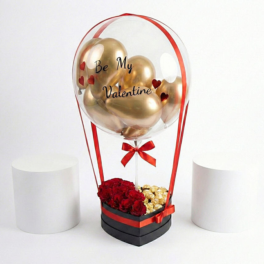 Passion Red Balloon Rose Box: Valentines Day Gifts to Jordan