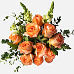 Blooming Peach Rose N Snapdragon Vase Arrangement