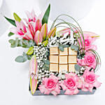 Flower N Chocolate Box Arrangement For Mom