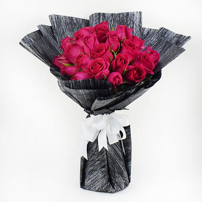 35 Dark Pink Roses Bouquet: Send Gifts to Kuwait for Boyfriend