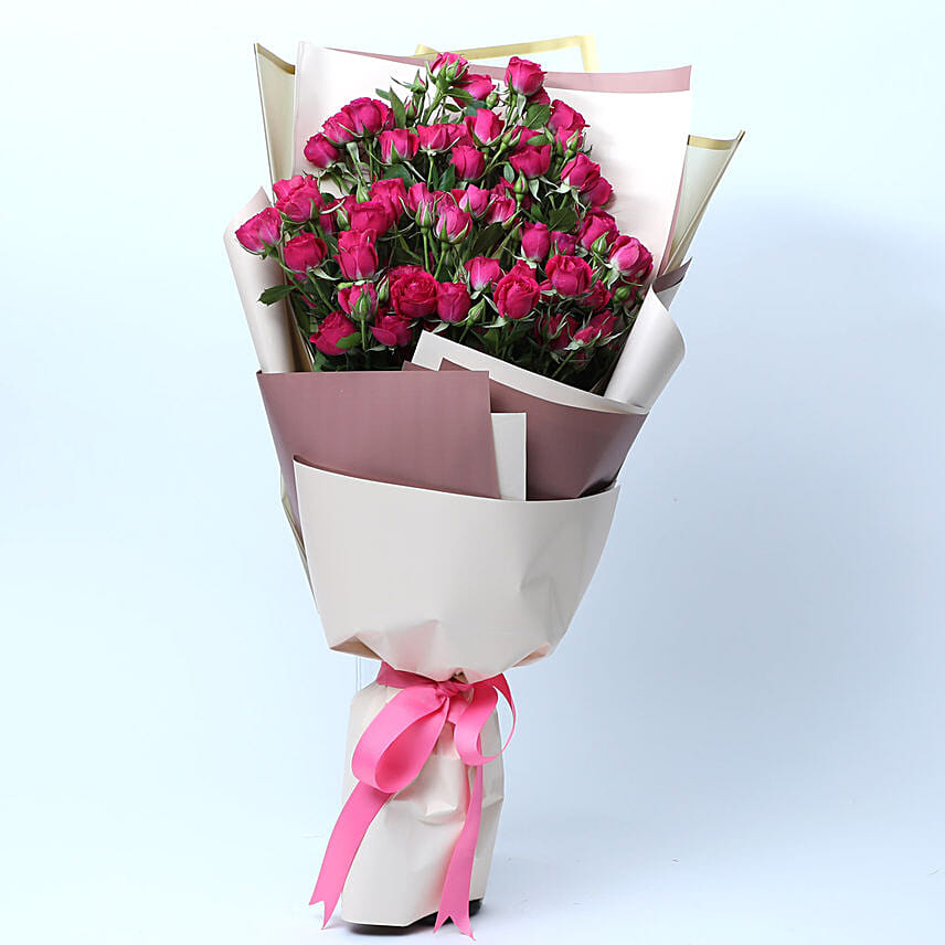 Dark Pink Spray Roses Bouquet: Send Gifts to Kuwait for Boyfriend