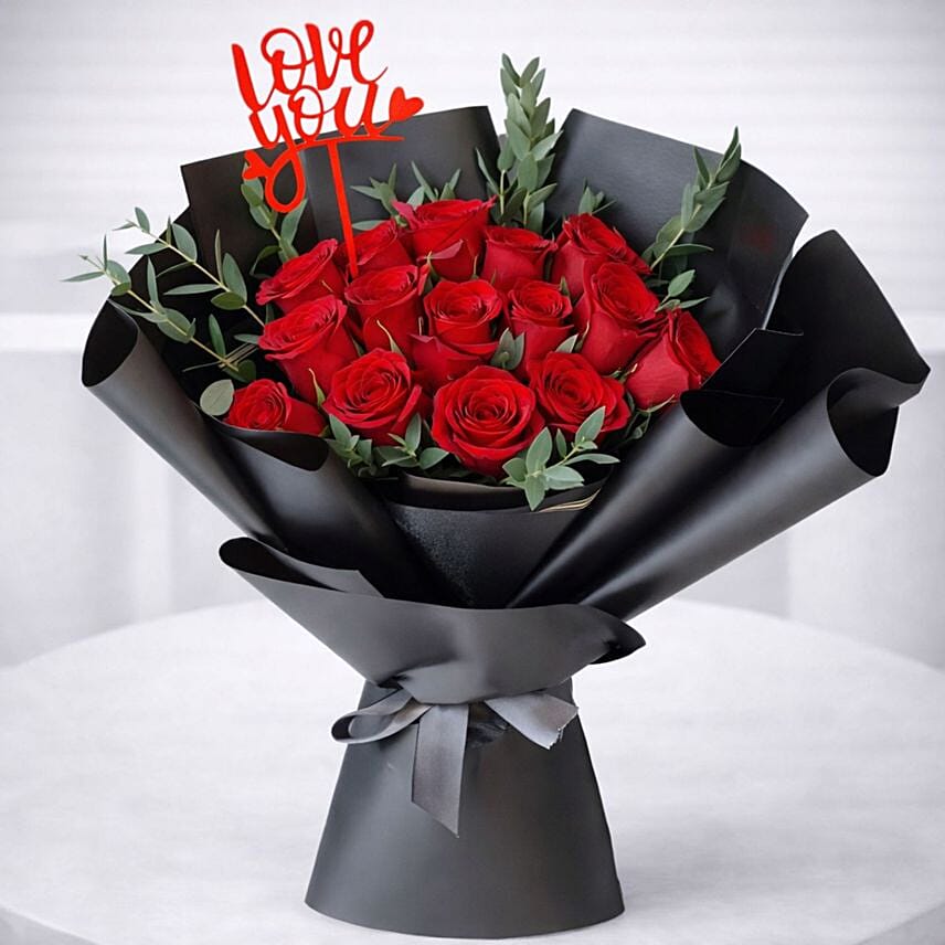 15 Red Roses Love You Bouquet: 