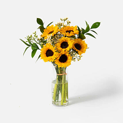 Blooming Sunflowers Vase Arrangement: 