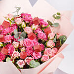 Blushing Pink Spray Rose With Chocolates
