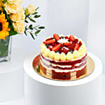 Red Velvet Cake and with Mix Flowers