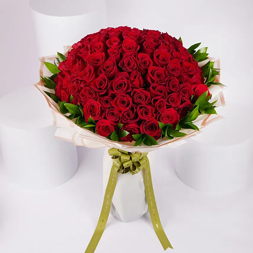 100 Red Roses: Congratulations Flower Bouquet