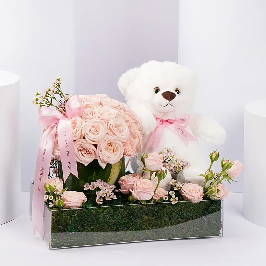 Blush N Cuddle: Flowers and Teddy Bears