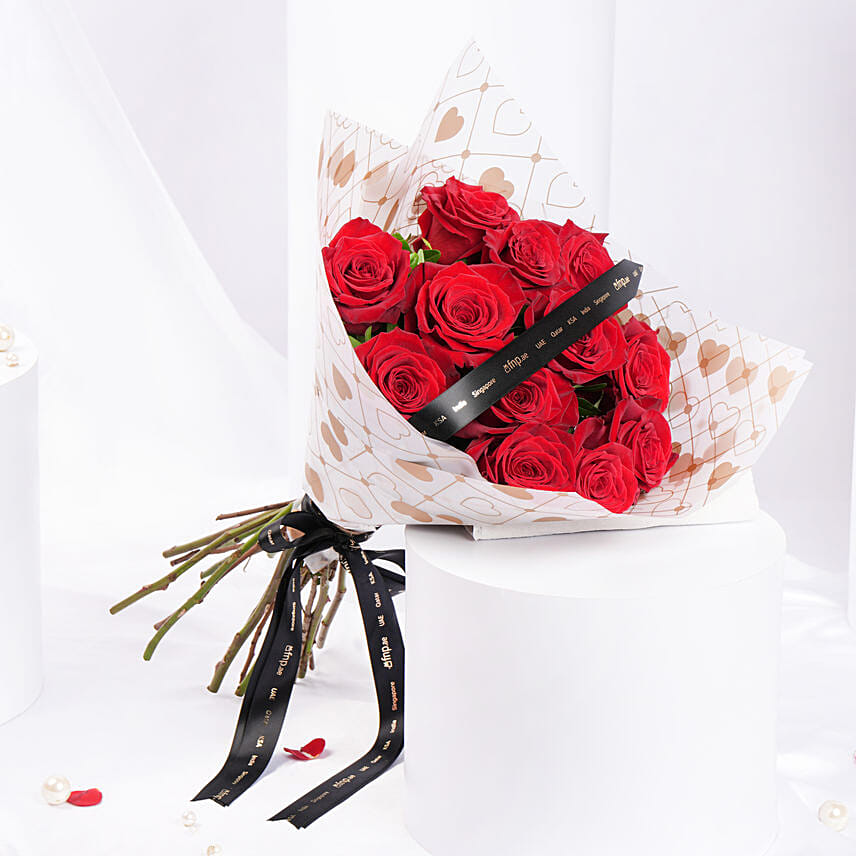 Blush Of Passion 12 Roses Bouquet: Valentine Flower Bouquets