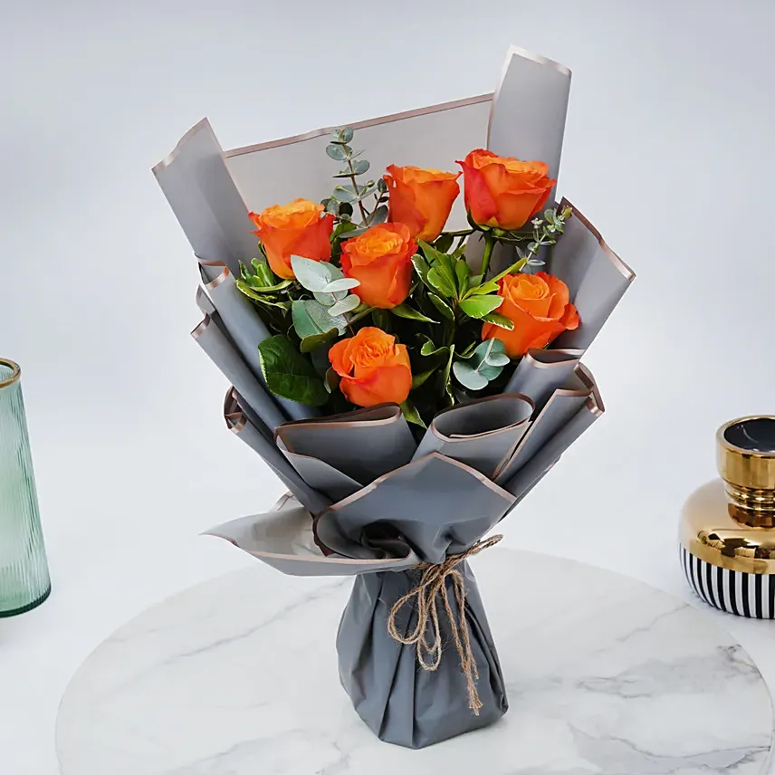 Bouquet Of Orange Roses: Birthday Flower Bouquets