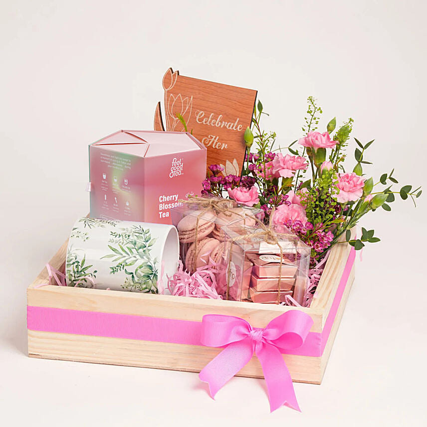 Celebrate Her Pink Gift Tray: Anniversary Gift Hampers