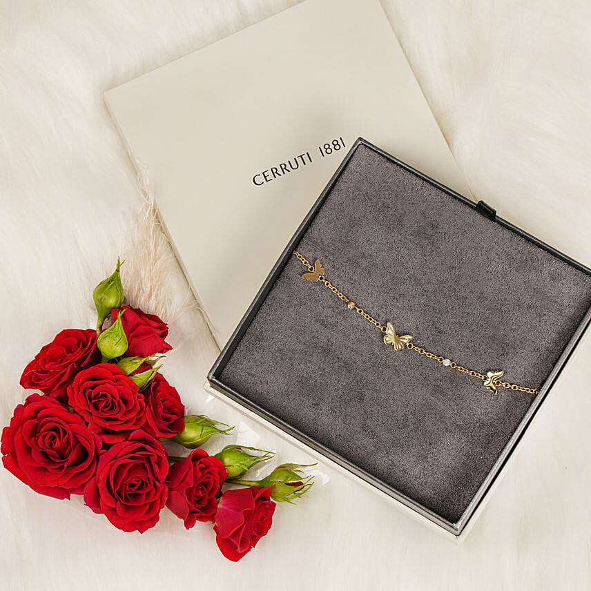 Cerruti 1881 Butterfly Bracelet with Red Roses: Jewellery
