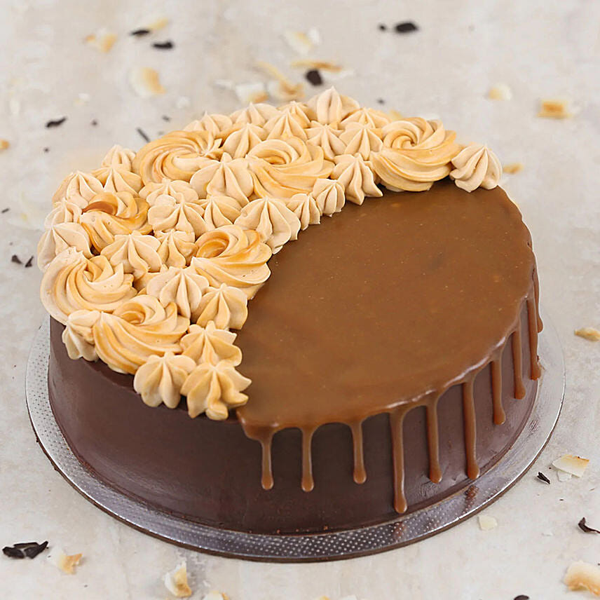 Chocolate Caramel Eggless Cake: Eggless Birthday Cakes
