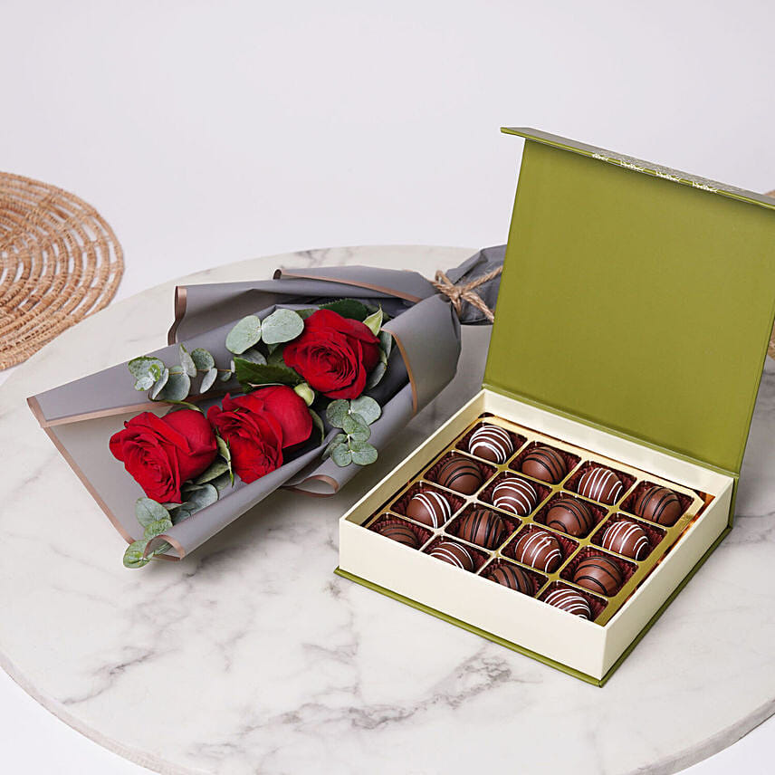 Chocolate Truffles and Fresh Red Roses: Eid Flowers and Sweets