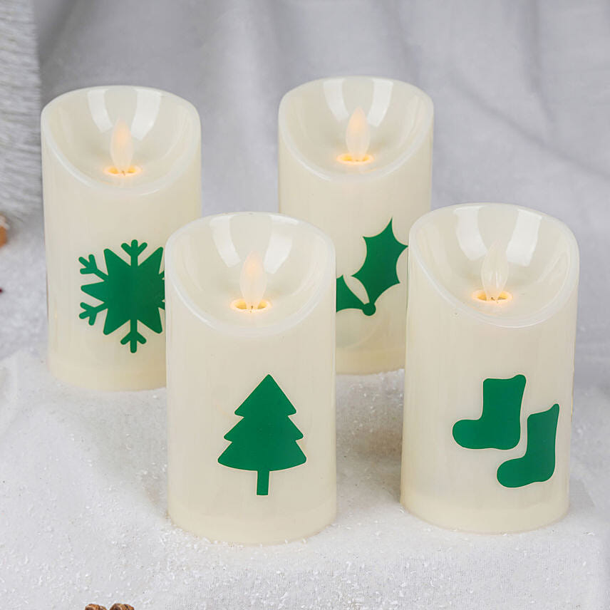 Christmas Theme 4 Led Candles: Christmas One Hour Gifts Delivery 