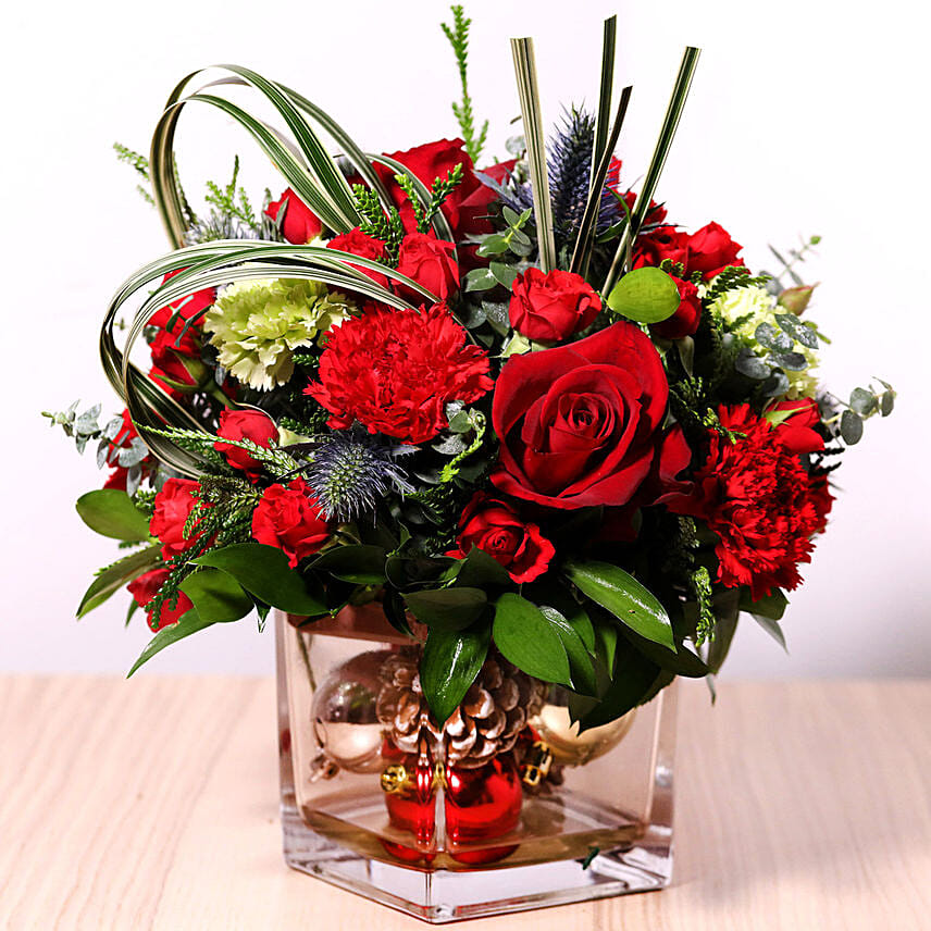 Decorative Xmas Floral Vase: New Year Flowers