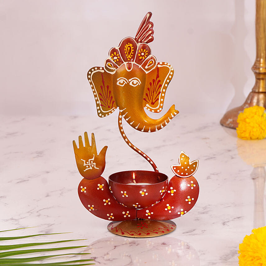 Handcrafted Ganesha Tealight Holder: 