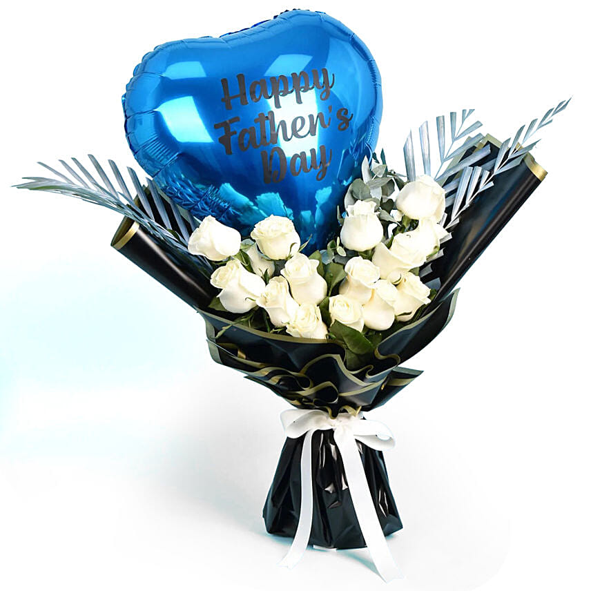 Happy Fathers Day Flower with Balloon: Father's Day Gifts
