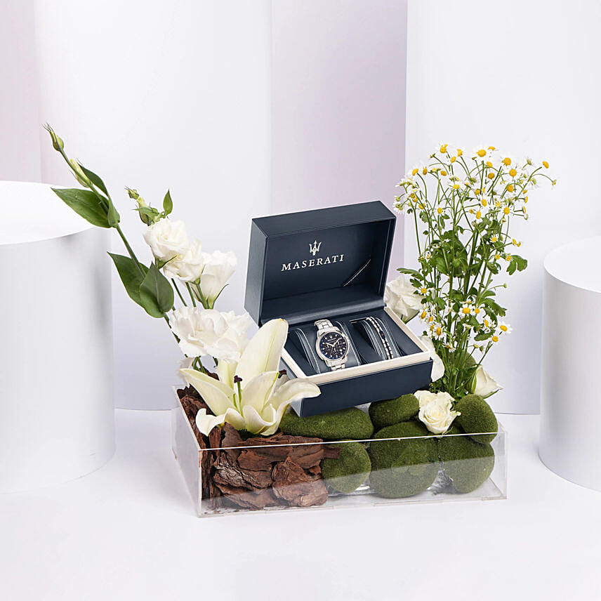 Maserati Mens Watch And Bracelet Gift Set: 