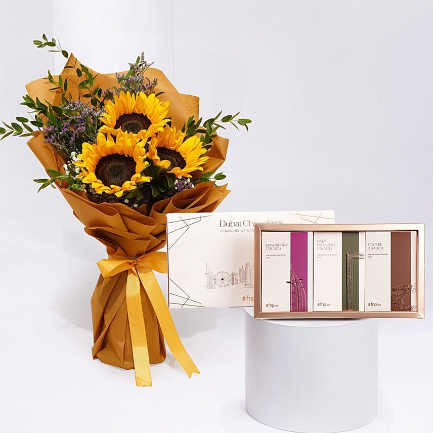 Mesmerising Sunflowers With Dubai Chocolates: 