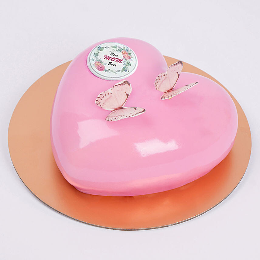 هدية كيك شكل قلب لون وردي 500 غ: كيك عيد الأم اونلاين 